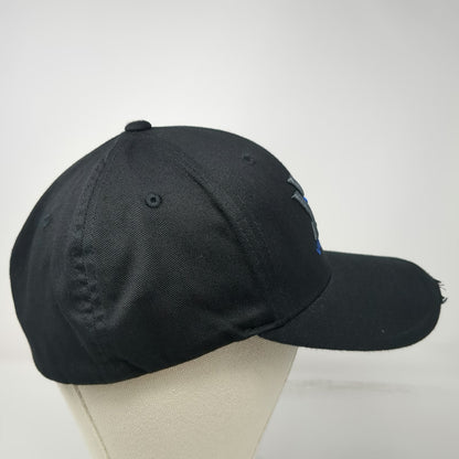 Vortex Baseball Cap Black XL Flexfit Structured Embroidered Logo Distressed Hat