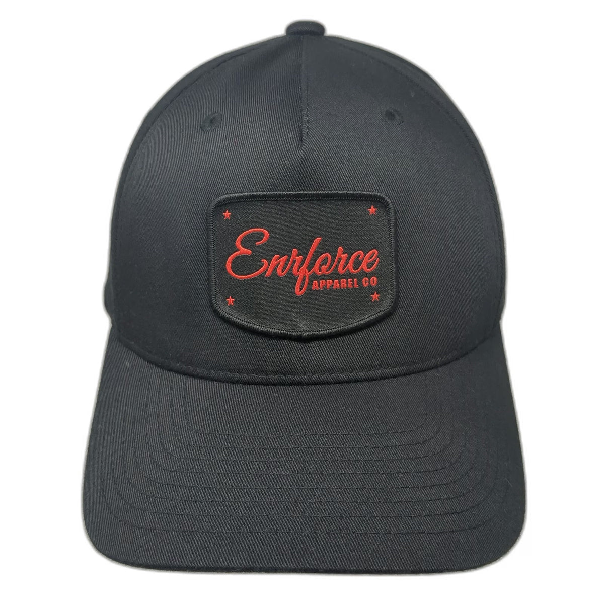 Flexfit 5 Panel Black XL Enforce Apparel Co Patch Stretch Fit Polyester Hat