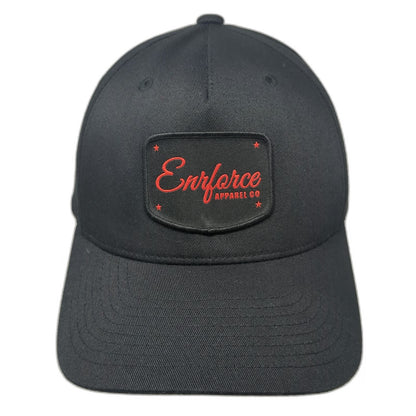 Flexfit 5 Panel Black XL Enforce Apparel Co Patch Stretch Fit Polyester Hat