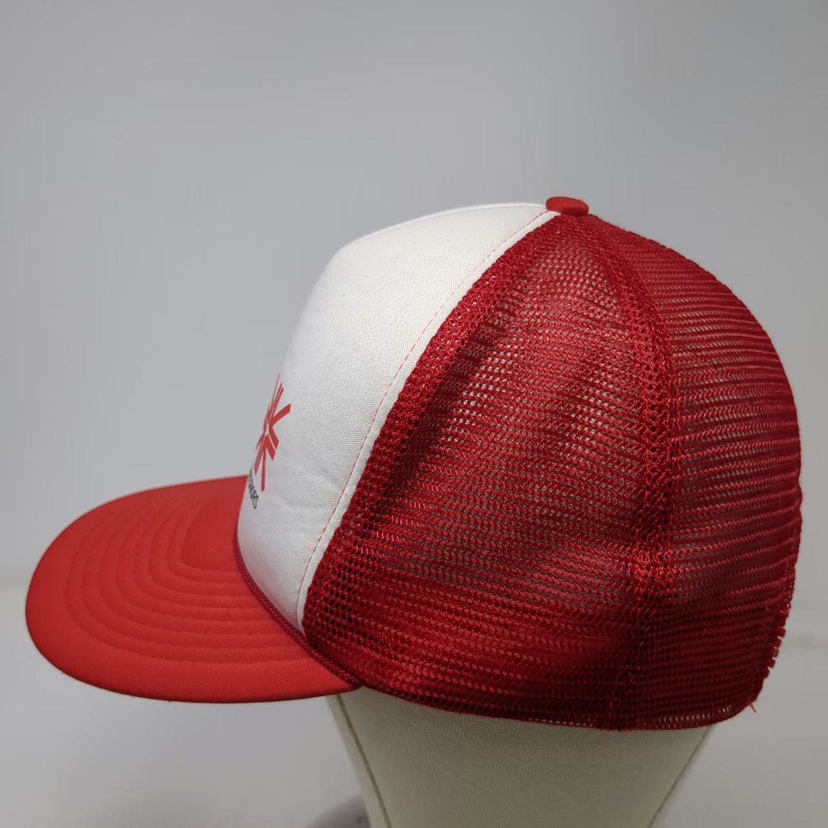 San Sun Design West Architecture Trucker Hat Red White One Size Mesh Snapback