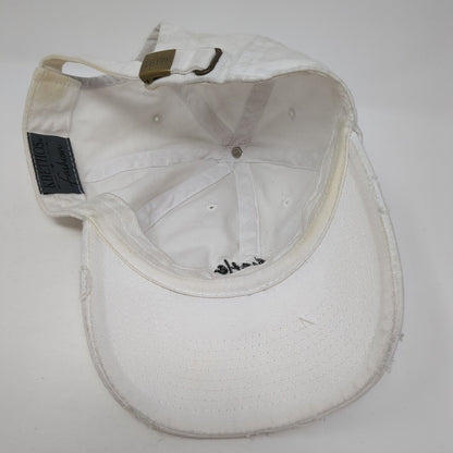 Hustle Slideback Hat White One Size Adjustable Embroidered Distressed KB ETHOS