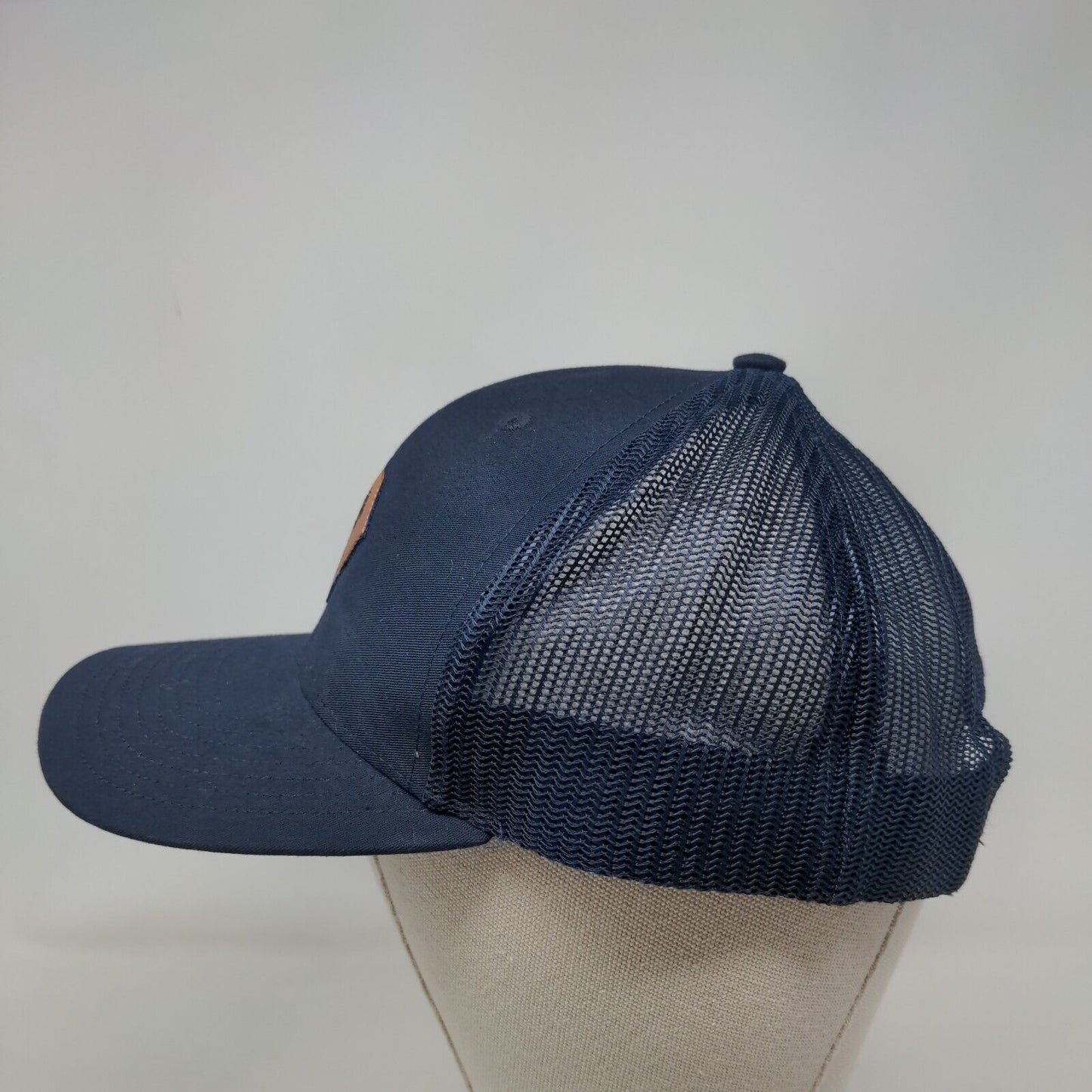 South Carolina Flag Leather Patch Snapback Trucker Hat Blue One Size Mesh Back