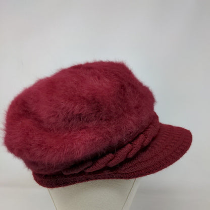 Race Ready Knit Newsboy Beanie Hat Red One Size Blank Fuzzy Polyester