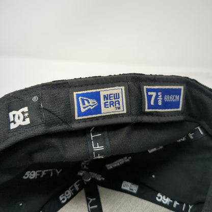 DC Shoes New Era Snapback Black 7 5/8 Monogram Allover Pattern Flat Brim Hat