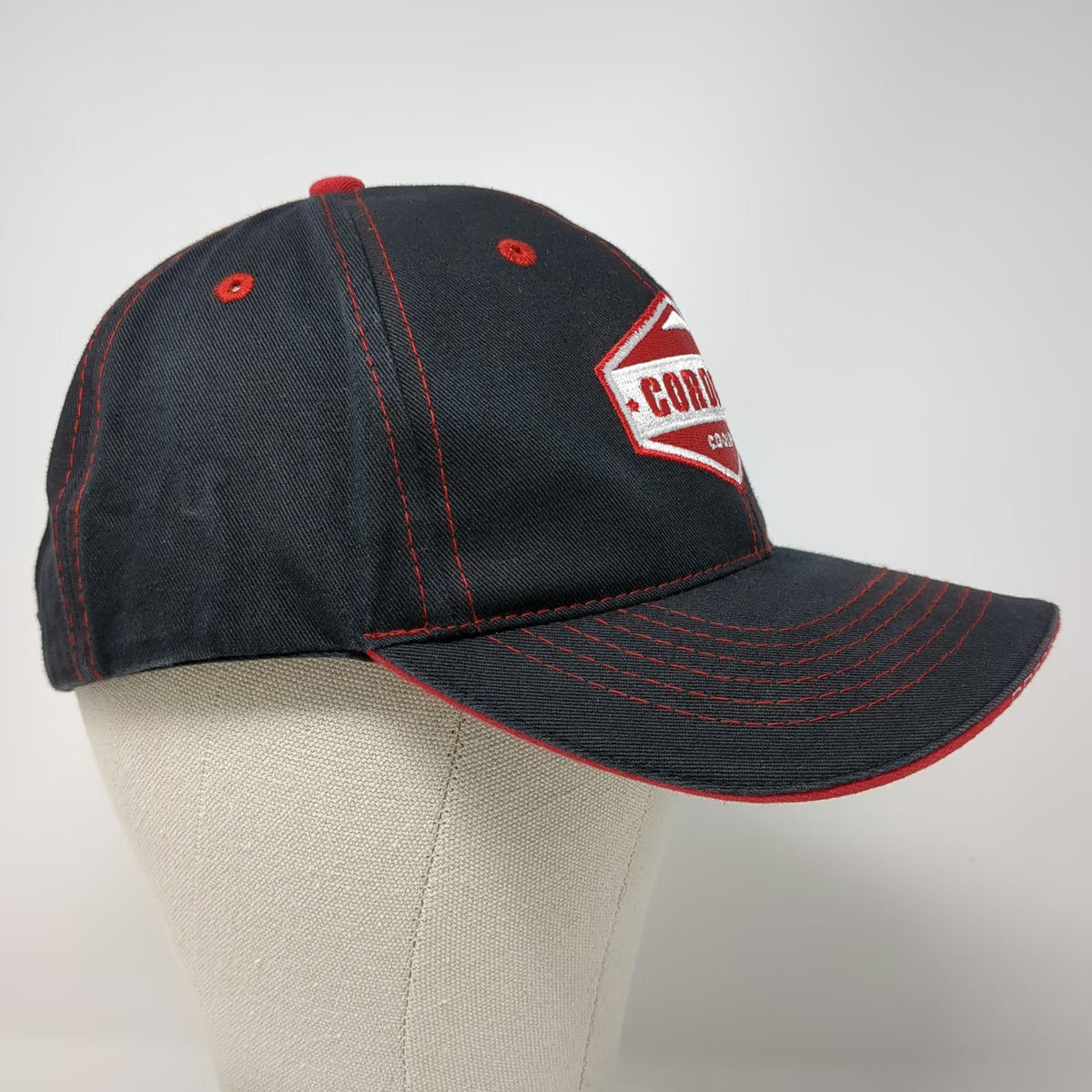 Buck's Bags Cordova Cooler Baseball Cap Black One Size Red Stitching Logo Hat
