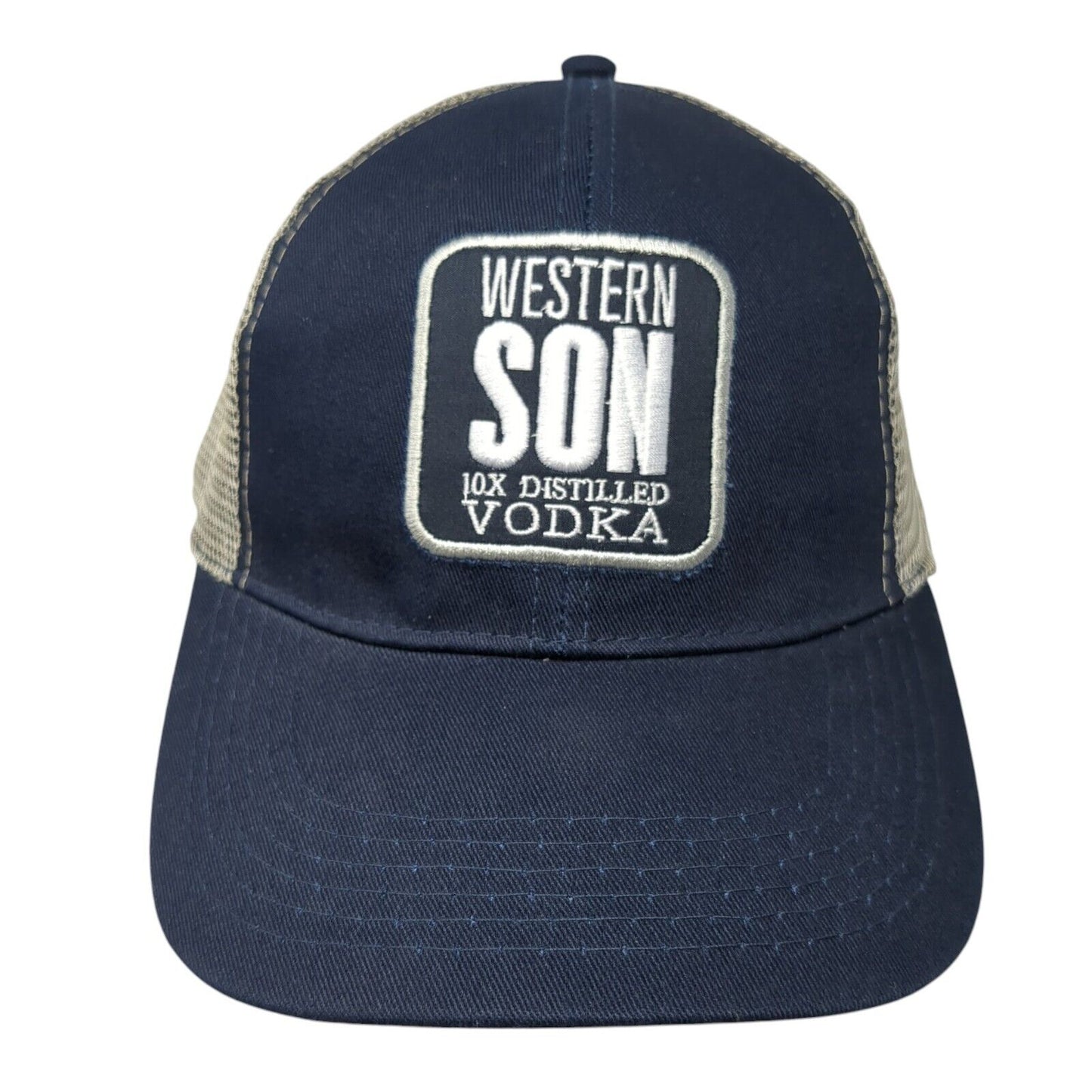 Western Son 10x Distilled Vodka Trucker Hat Blue One Size Mesh Back