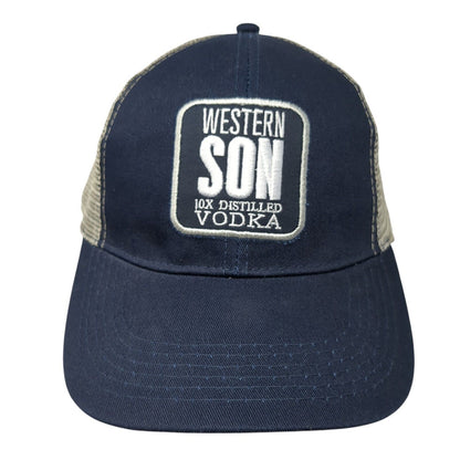Western Son 10x Distilled Vodka Trucker Hat Blue One Size Mesh Back