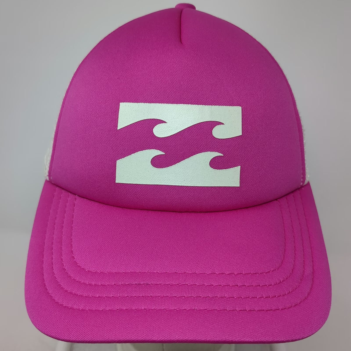 Billabong Trucker Hat Pink White One Size Wave Logo Mesh Back Snapback Surf Cap