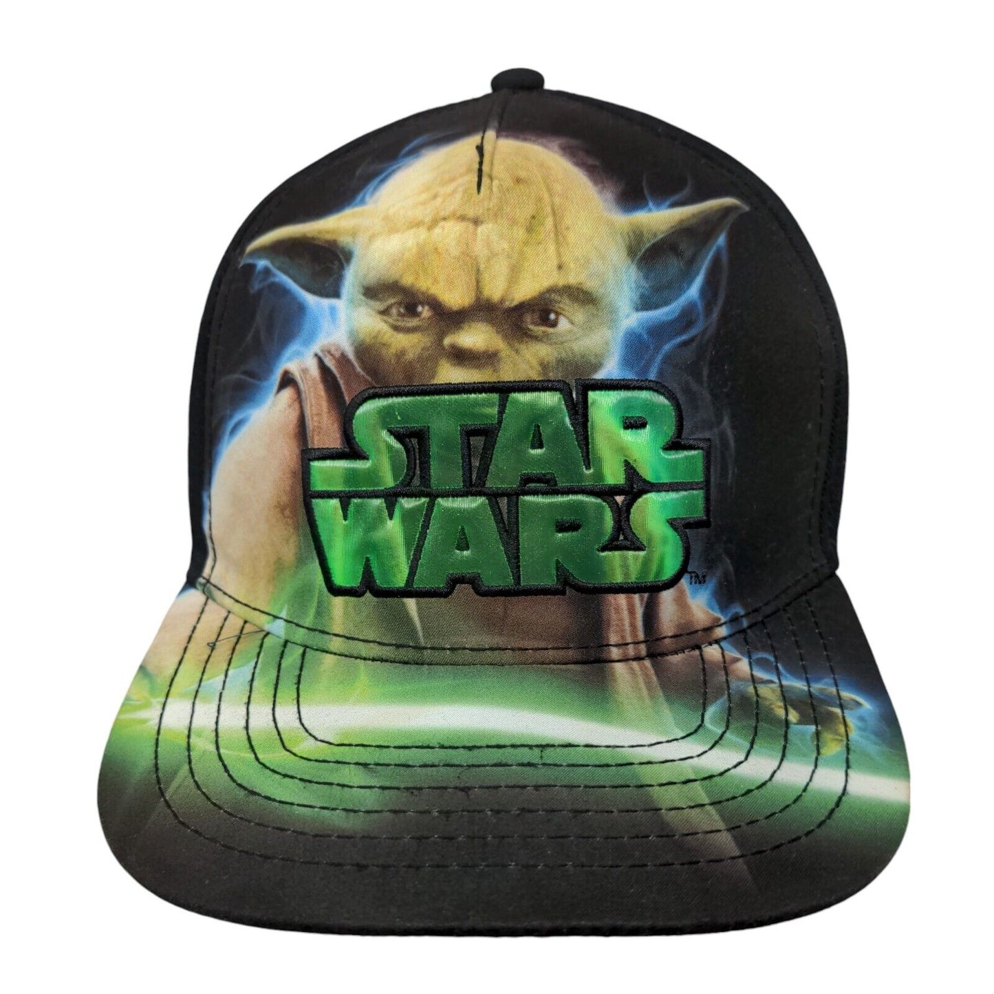 Star Wars Yoda Snapback Hat Multicolor One Size Adjustable Embroidered 5 Panel