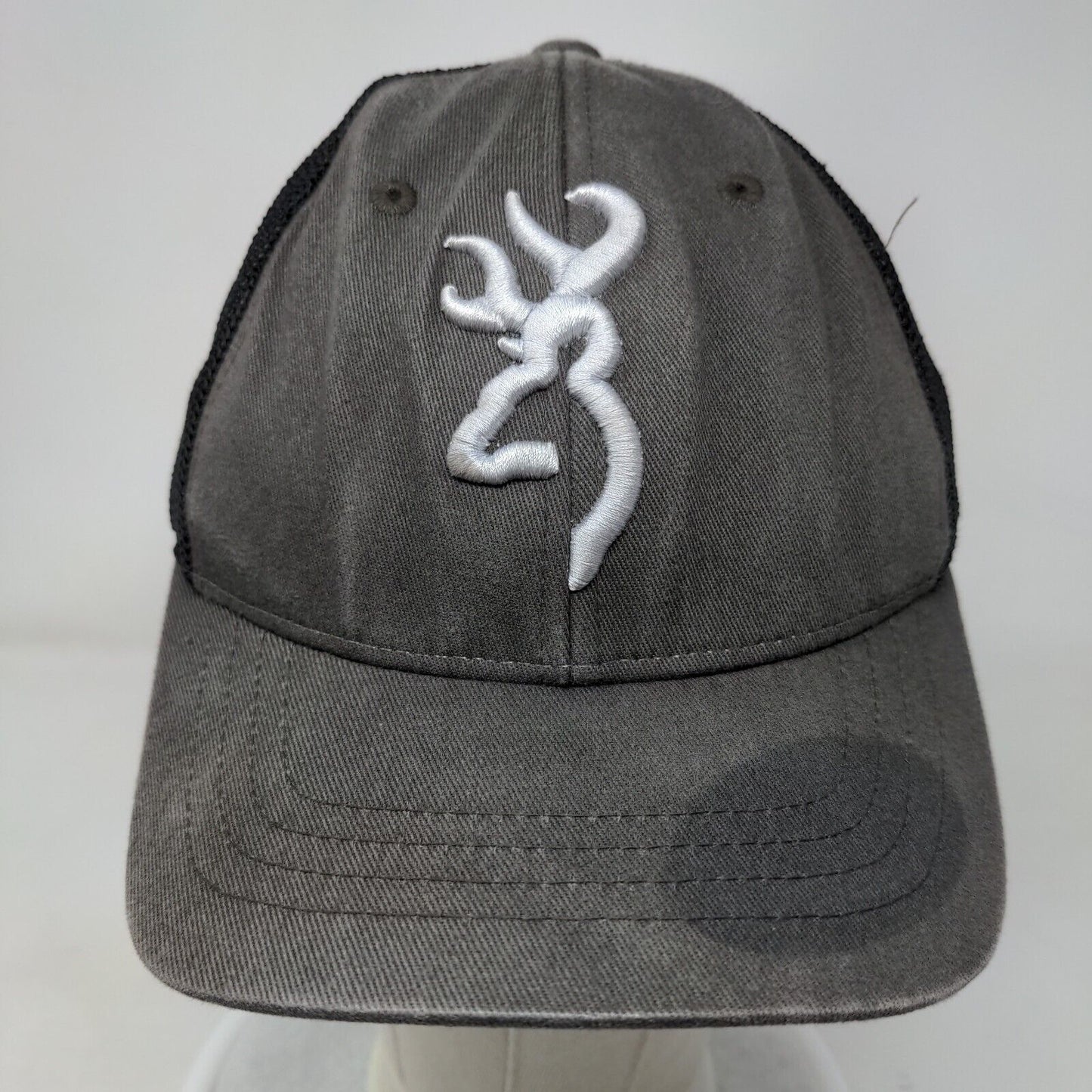 Browning Snapback Mesh Back Trucker Hat Gray One Size Embroidered Logo