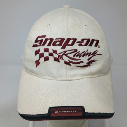 Choko Snap-on Racing Baseball Cap Beige One Size Checkered Flag Embroidered Hat