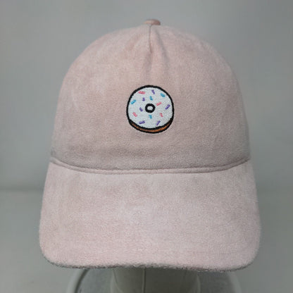 Doughnut Slideback Hat Pink One Size Adjustable Embroidered Velour 6 Panel