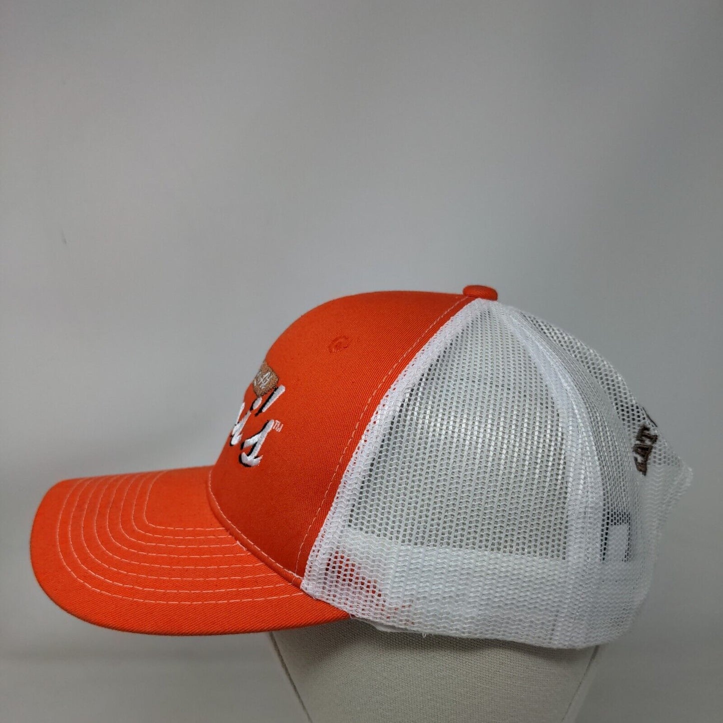 Meet You at Arni's Snapback Trucker Hat Orange One Size Mesh Back Port Authority