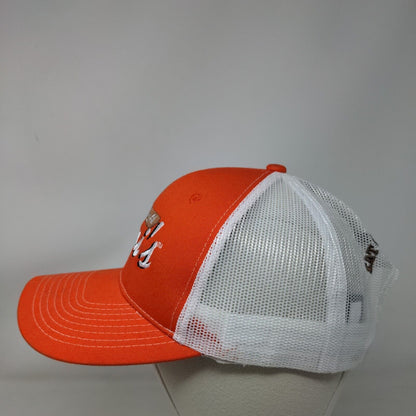 Meet You at Arni's Snapback Trucker Hat Orange One Size Mesh Back Port Authority