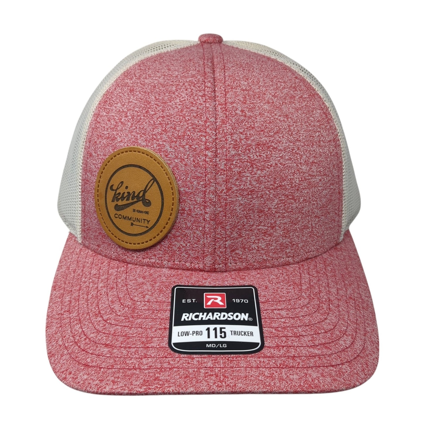 Kind Community Leather Patch Snapback Trucker Hat Red Large Mesh Back