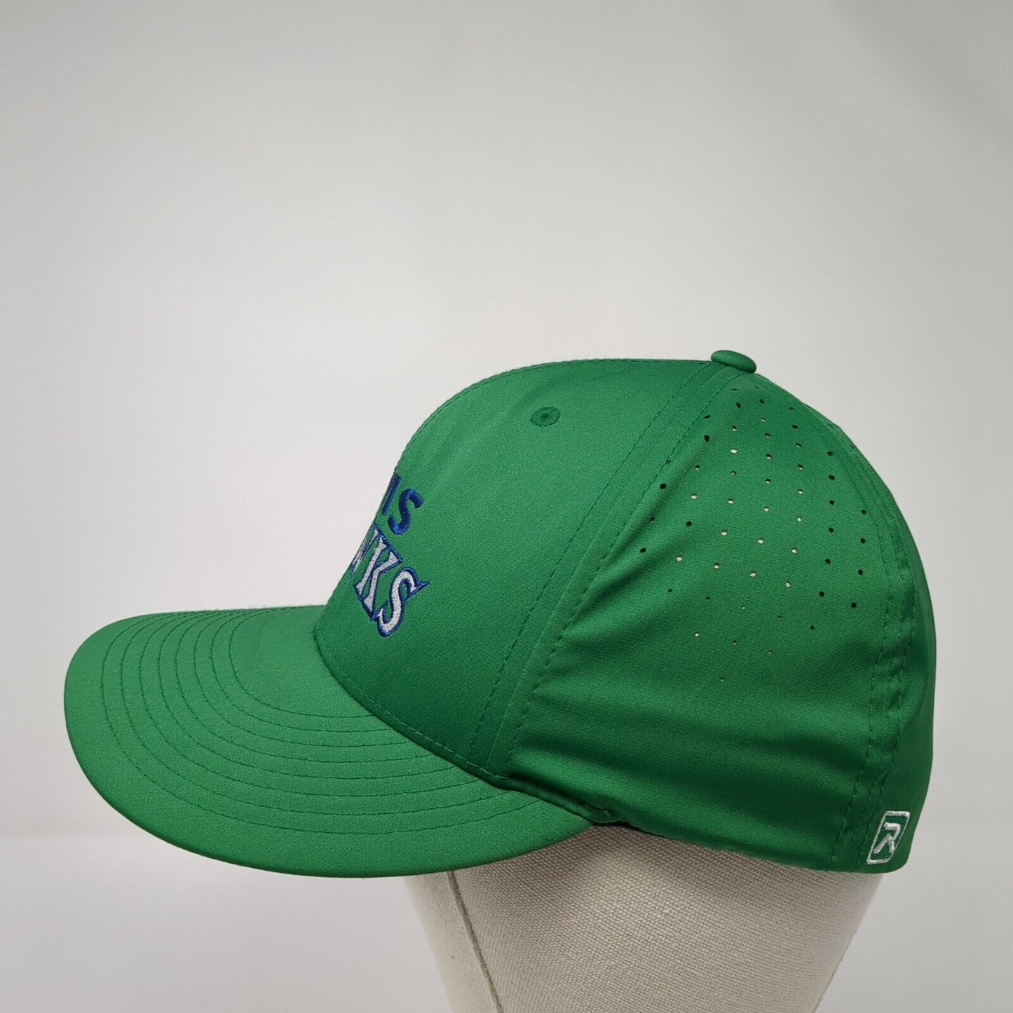 FMS Hawks Fitted Hat Green S-M Solid Embroidered Perforated Richardson