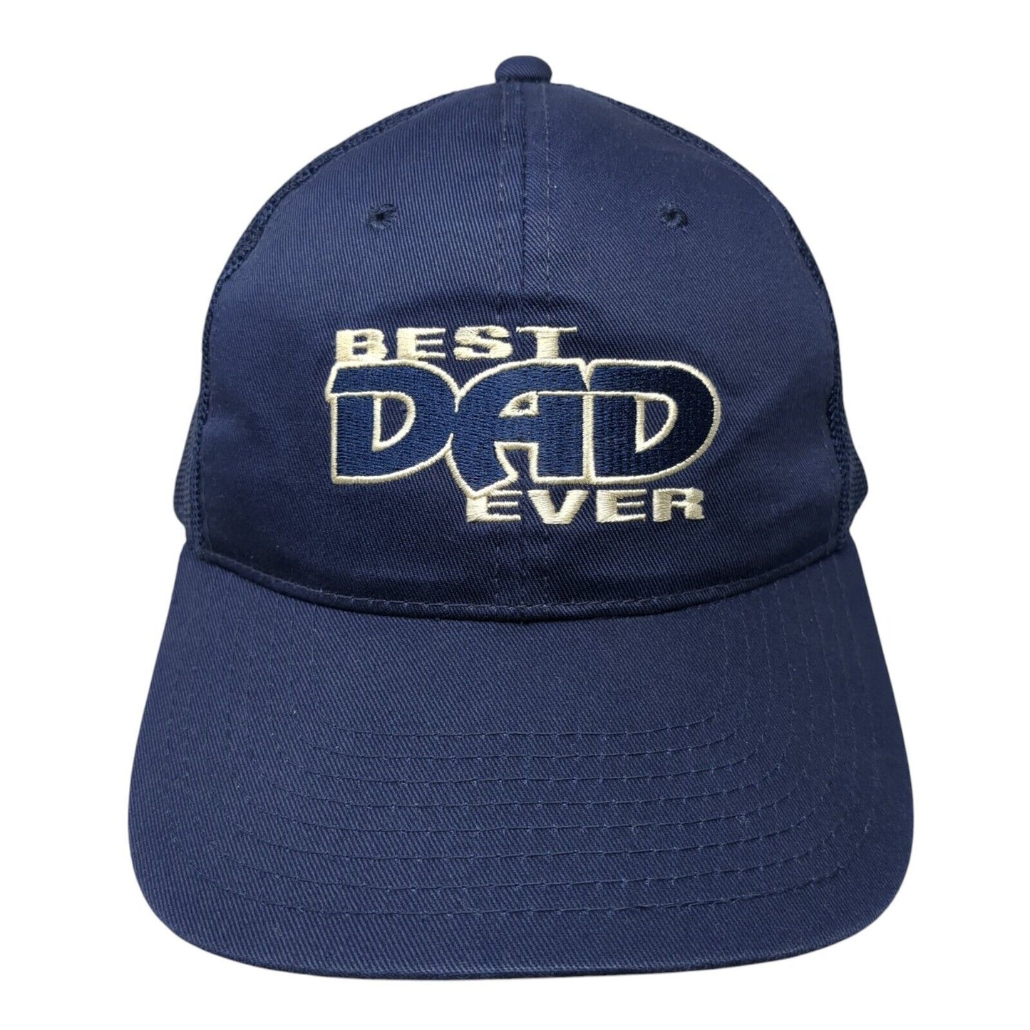 Best Dad Ever Snapback Trucker Hat Blue One Size Mesh Back Adjustable