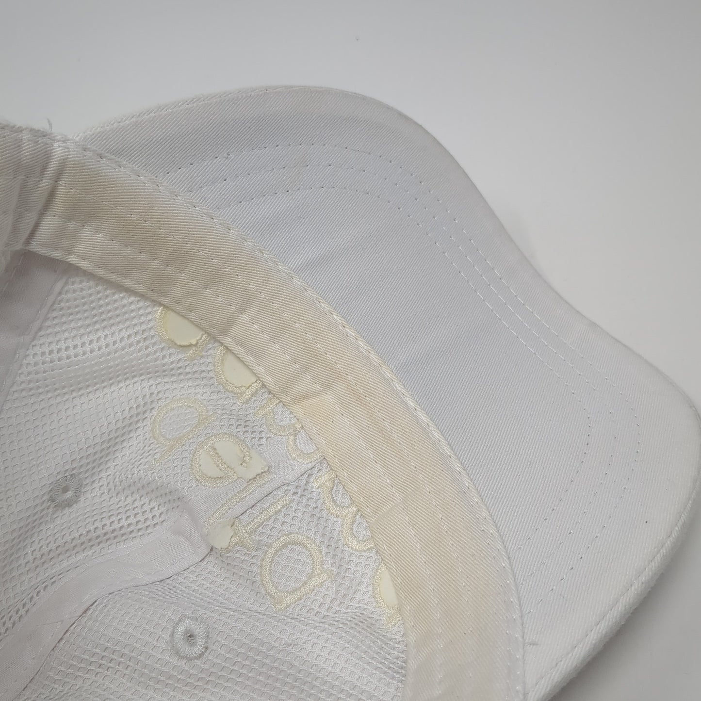 Delta Gamma Slideback Hat White One Size Adjustable Leather Strap Adams