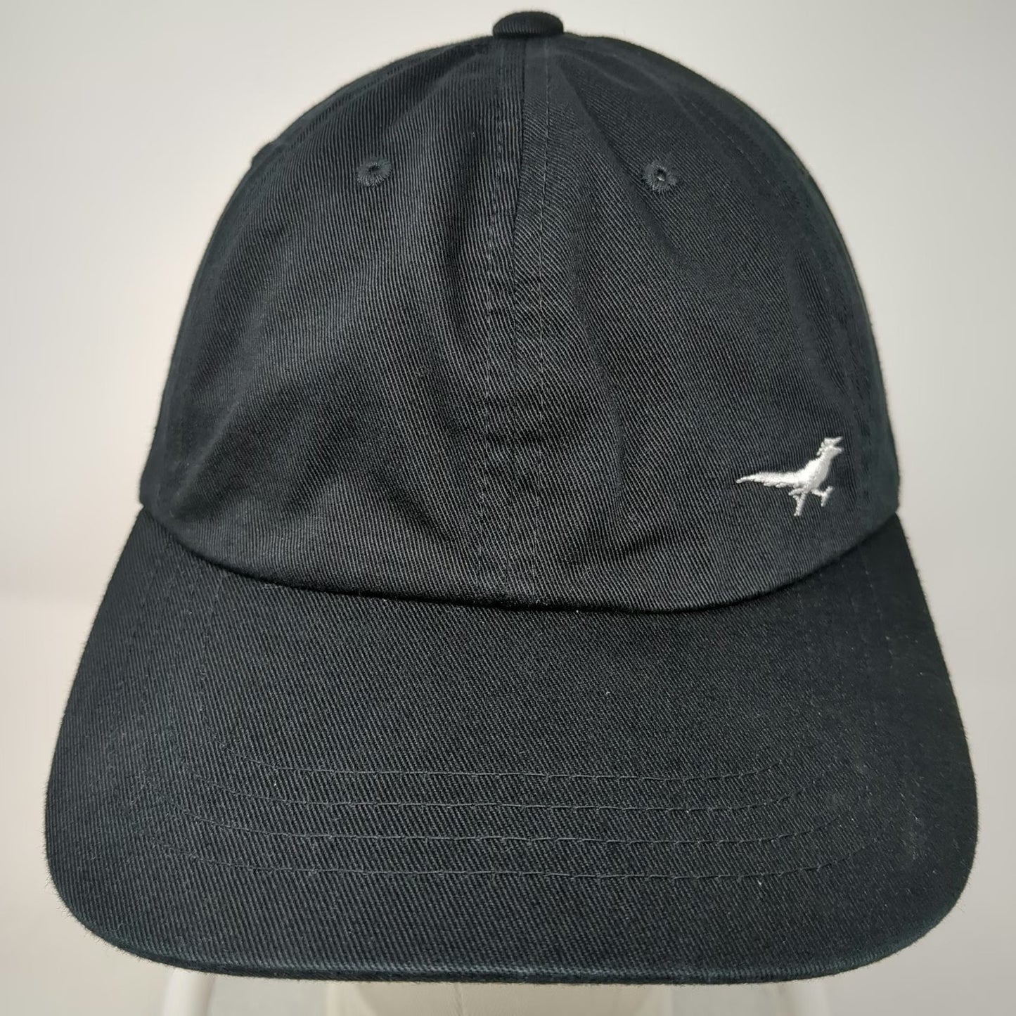 Yupoong Baseball Cap Black White One Size JIFU Bird Logo Cotton Hat Slideback