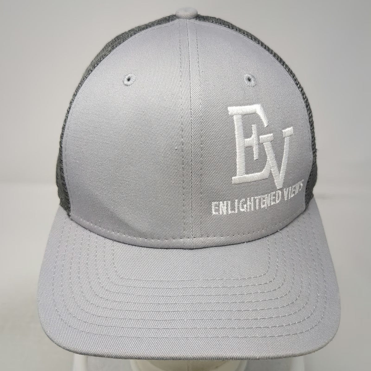 New Era Trucker Hat Gray OSFM 9FIFTY EV Enlightened Views Mesh Snapback Serviced