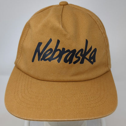 atonal Nebraska Script 5 Panel Brown One Size Snapback Adjustable Cotton Hat