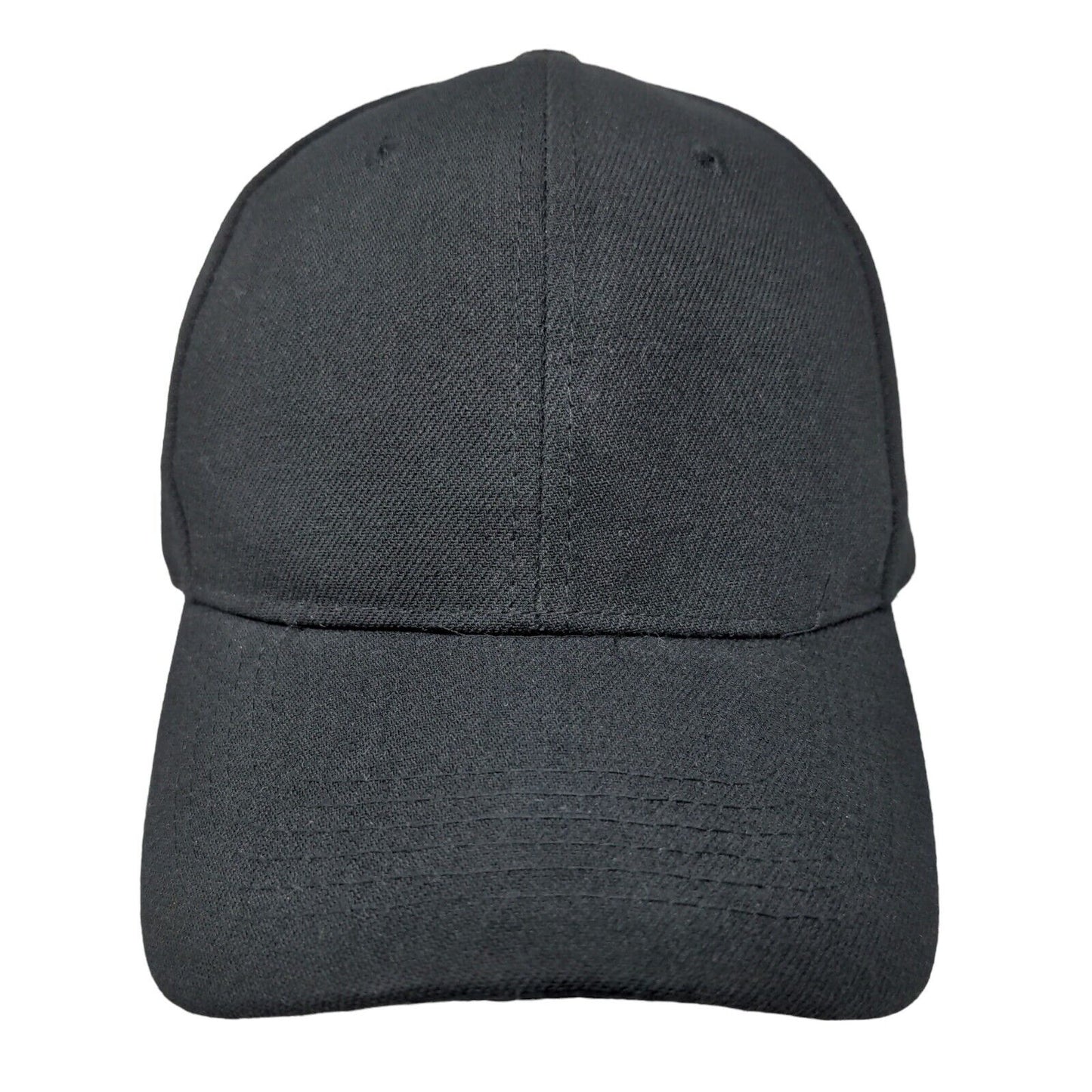 Unbranded Strapback Hat Black One Size Adjustable Vented Holes 6 Panel Blank