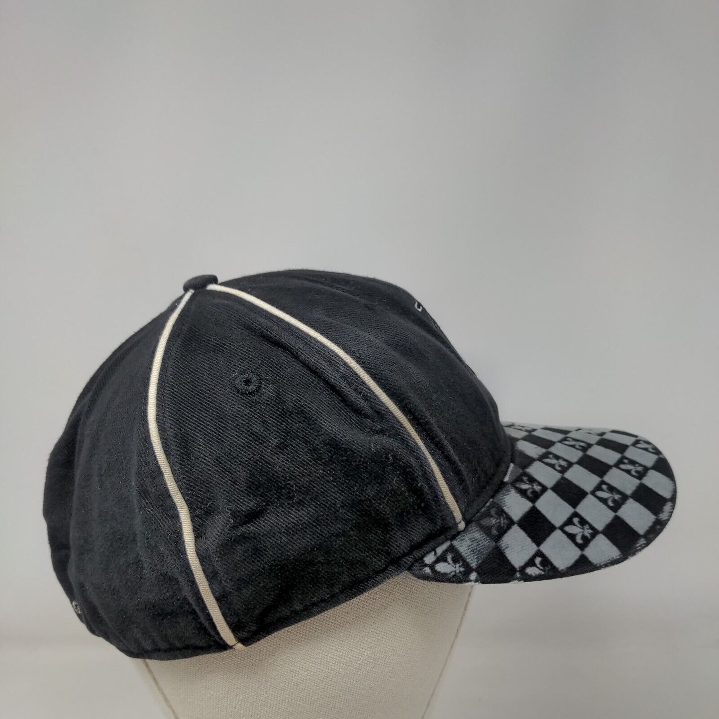 Jacques Cardin Cognac Fitted Hat Black OSFA Adjustable Embroidered Fleur-de-lis