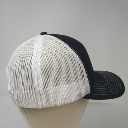 Richardson Trucker Hat Black White One Size Fly Fish Idaho Patch Mesh Snapback