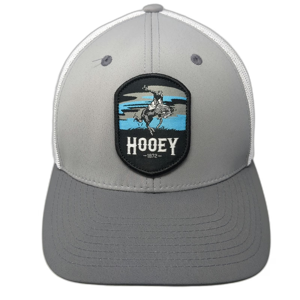 Hooey Trucker Hat Gray One Size Mesh Back Snapback Western Bucking Bronco Patch