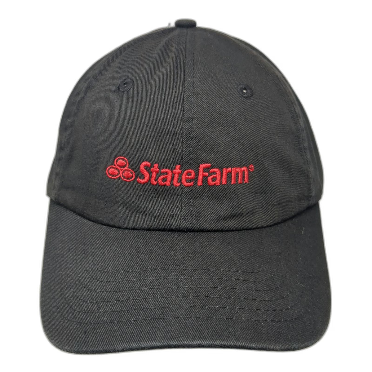 River's End State Farm Logo Black Baseball Cap One Size Slideback Cotton Hat
