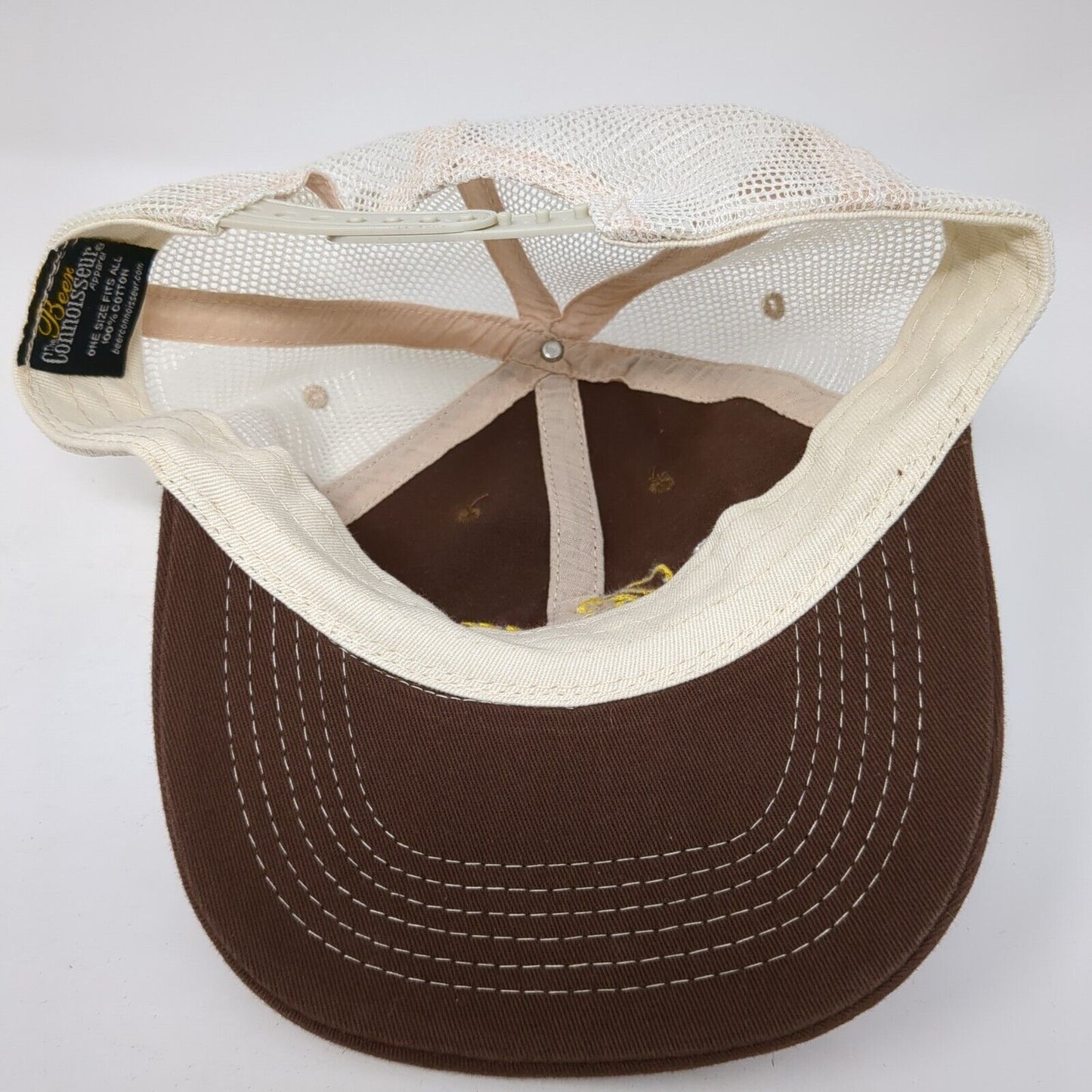 Beer The Connoisseur Snapback Trucker Hat Brown OS Adjustable Mesh Back Cotton