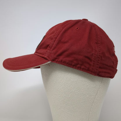 Cabela's Baseball Cap Hat Red One Size Patch Worlds Foremost Outfitter Slideback