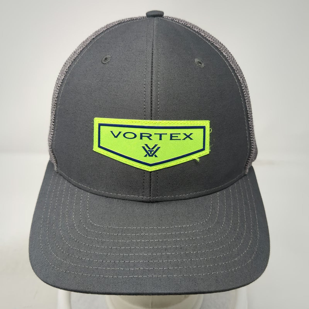 Vortex Trucker Hat Gray One Size Mesh Snapback Yellow Patch Logo Optics Hunting
