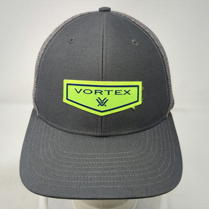 Vortex Trucker Hat Gray One Size Mesh Snapback Yellow Patch Logo Optics Hunting