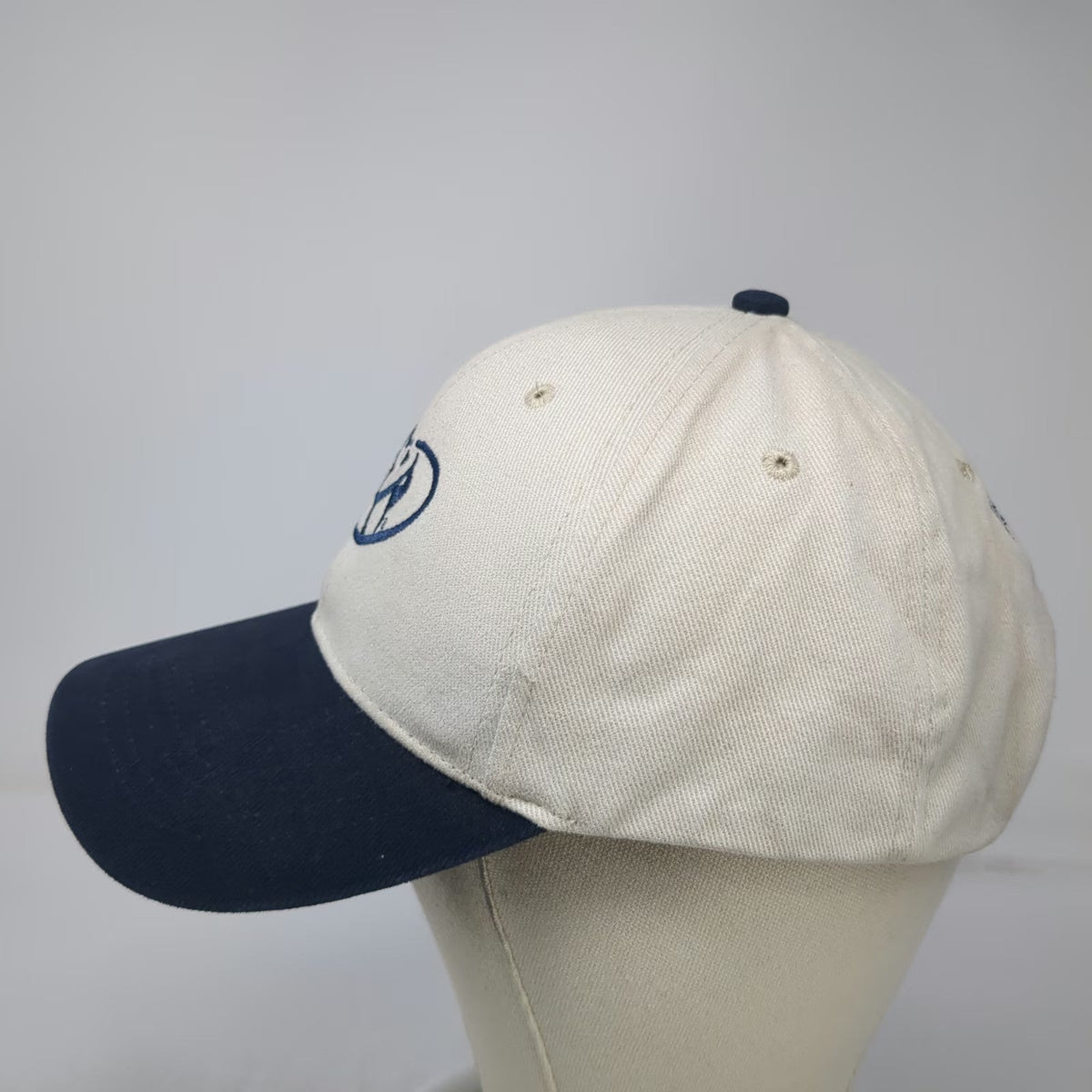 Play Big Golf Logo Beige Blue One Size Baseball Cap Hat Slideback Embroidered