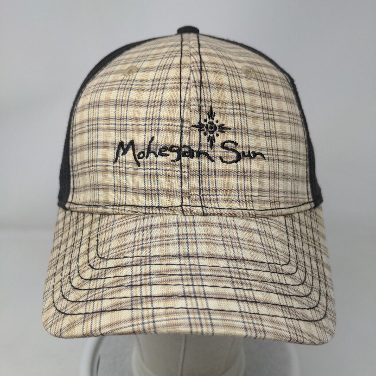 Mohegan Sun Strapback Hat Multicolor OSFA Adjustable Embroidered Plaid Cotton