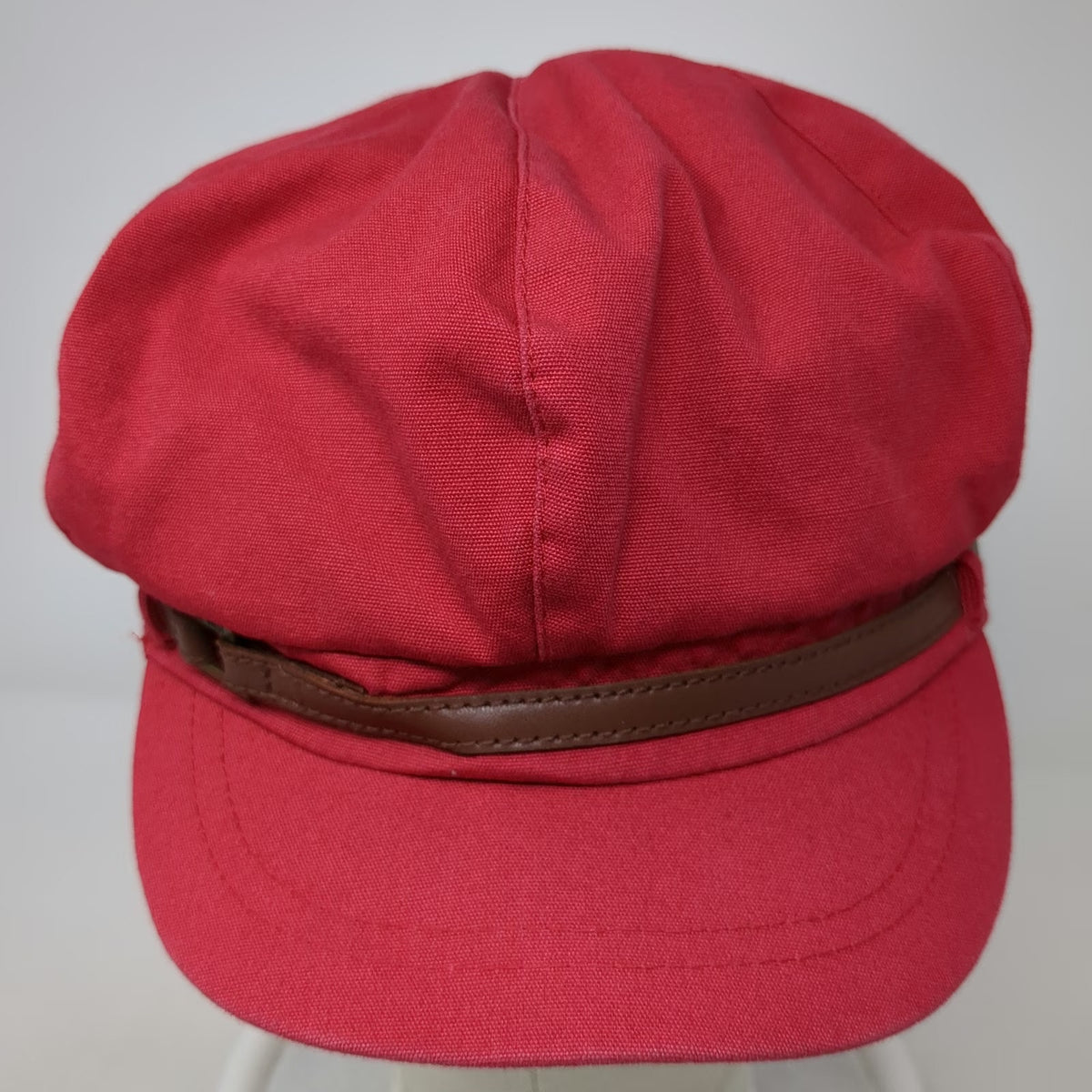 Nine West Army Cap Red One Size Brown Strap Fashion Military Style Summer Hat
