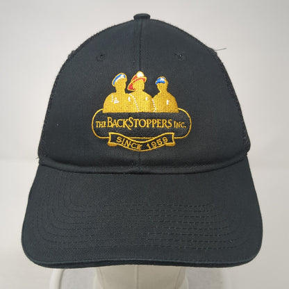 The BackStoppers, Inc. Strapback Trucker Hat Black One Size Mesh Back