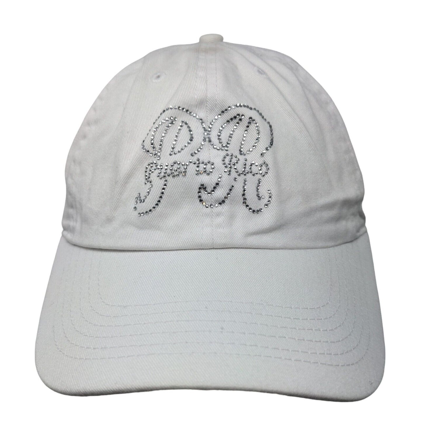 Puerto Rico Slideback Hat White OSFA Newhattan Rhinestone Bling