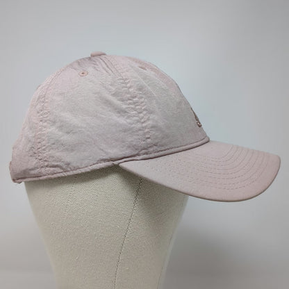 Adidas Baseball Cap Pink One Size Nylon Gold Logo Adjustable Slideback Strap Hat