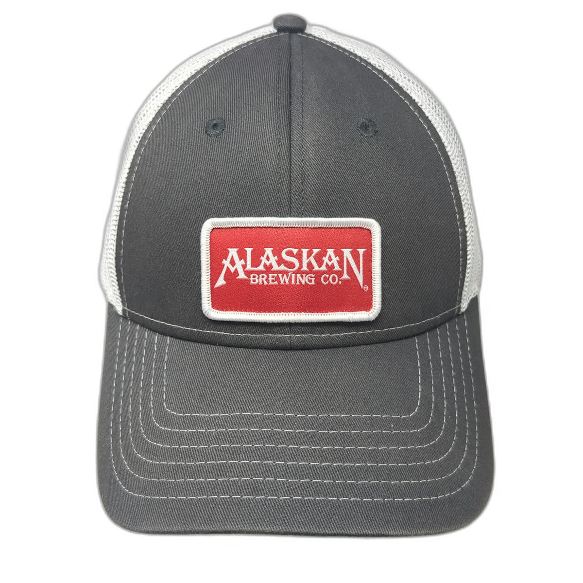 Alaskan Brewing Co Trucker Hat Gray White Red One Size Mesh Back Snapback Patch