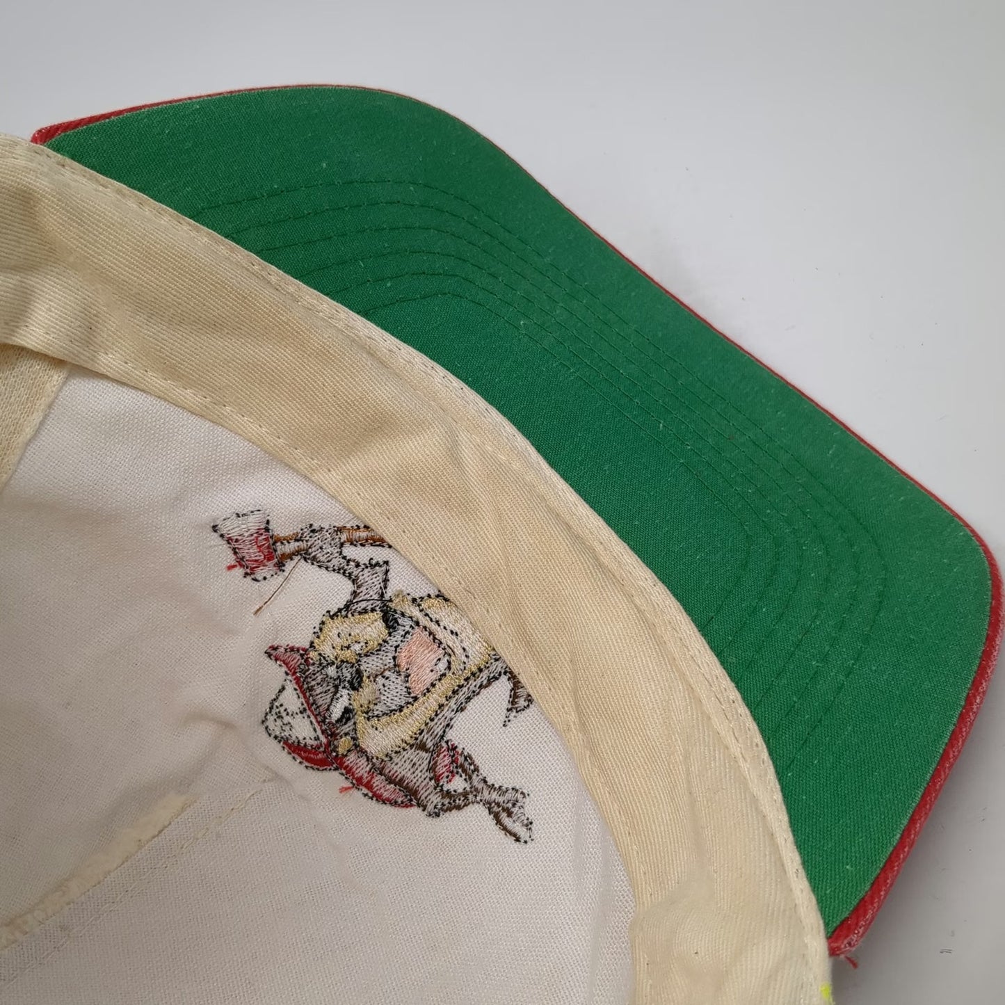 KC 5 Panel White Red OS Taz Firefighter Looney Tunes Snapback Hat Axe Vintage