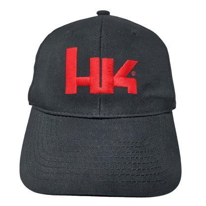 Heckler & Kock Men's Strapback Hat Black Adjustable Embroidered Big Logo Cotton