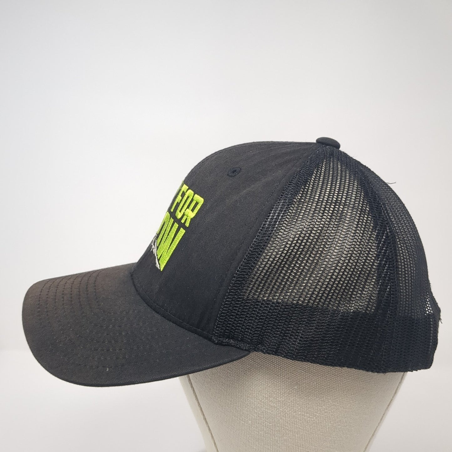 Pray For Snow Snapback Trucker Hat Black One Size Adjustable Mesh Back Yupoong