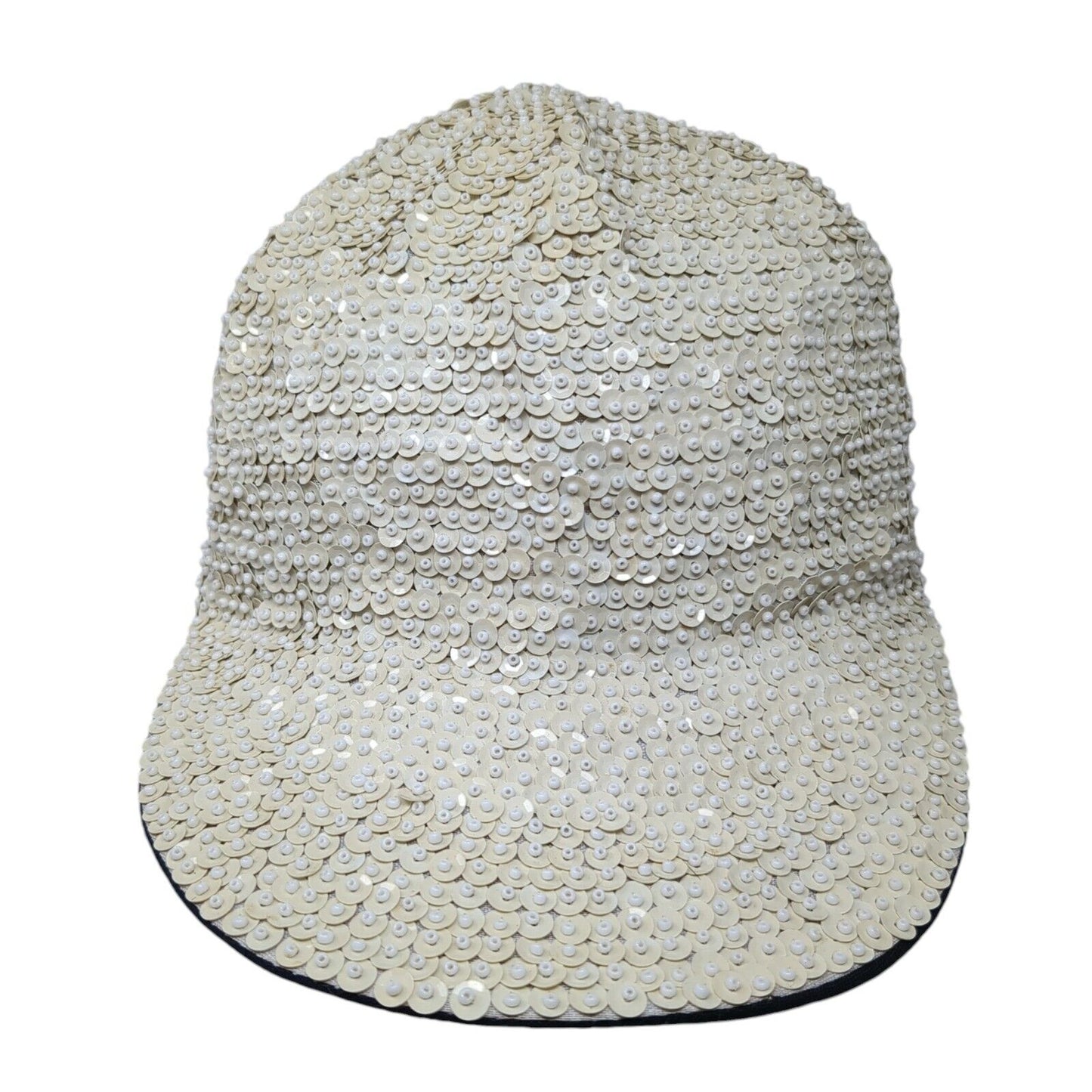 Unbranded Strapback Hat White One Size Lightweight Embellished Sequin Blank