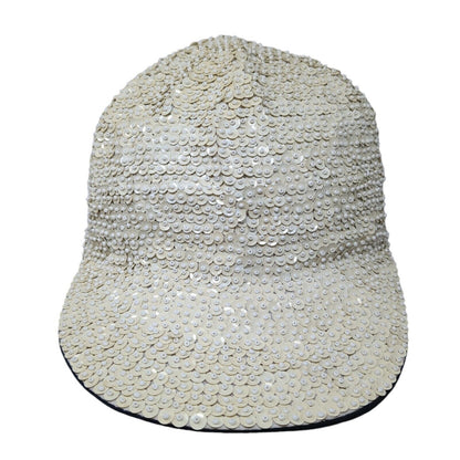 Unbranded Strapback Hat White One Size Lightweight Embellished Sequin Blank