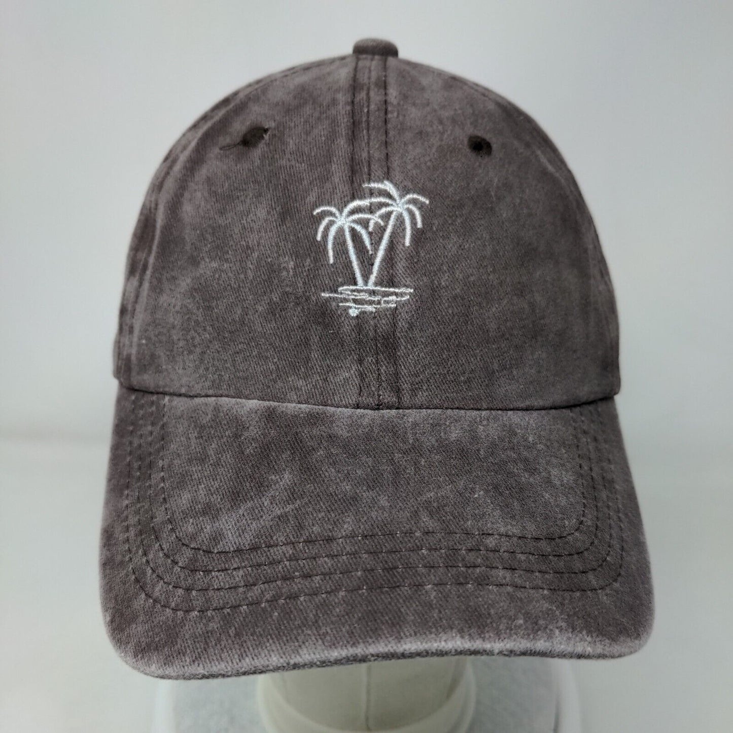 Palm Tree Slideback Hat Brown One Size Embroidered Adjustable 6 Panel