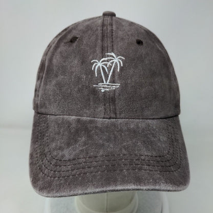 Palm Tree Slideback Hat Brown One Size Embroidered Adjustable 6 Panel