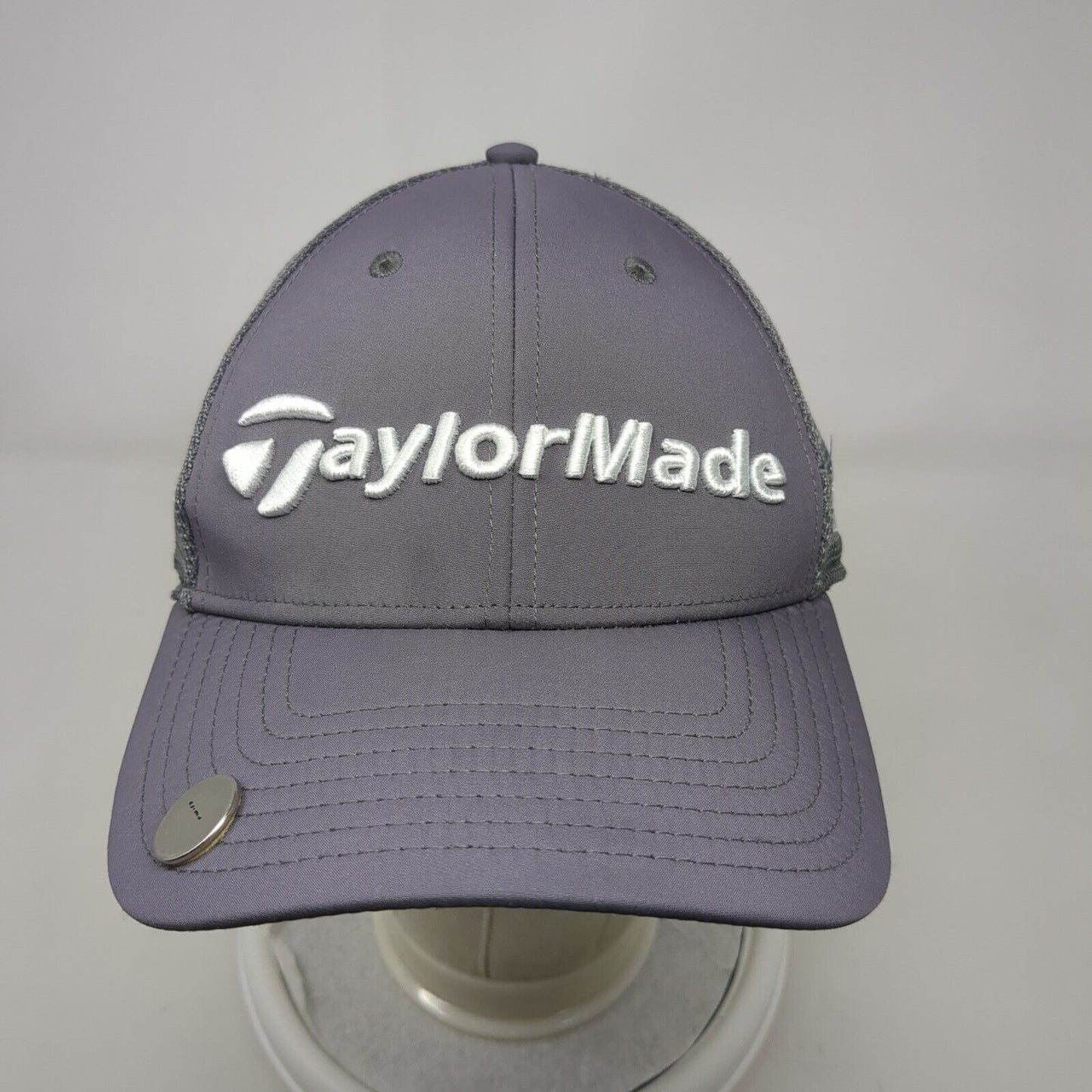 TaylorMade Fitted Mesh Back Trucker Hat Gray L/XL A-Flex Embroidered
