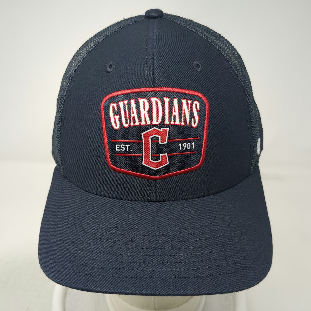 Cleveland Guardians MLB '47 Trucker Hat Gray Red White One Size Snapback Mesh